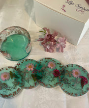 Load image into Gallery viewer, Bottle green floral coasters
